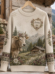 Damenpullover im österreichischen Landhausstil mit Rundhalsausschnitt