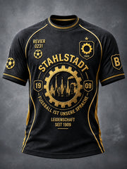 Herren-T-Shirt in Schwarz mit Fußball-Print des deutschen Vereins Ballspielverein Borussia, lässiger Stil