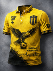 Herren-Fußball-Poloshirt im deutschen Stil mit Adler-Print des Ballspielvereins Borussia