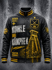 Herren-Retro-Deutschland-Ballspielverein-Borussia-Fußball-Print-Lässige-Reißverschlussjacke