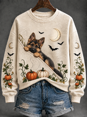 Damen-Hund-Halloween-Regulärer Sweatshirt