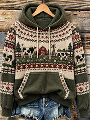 Frauen Bauernhof Kuh Muster gedruckt Casual Hoodie
