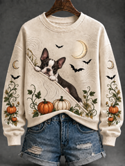 Damen-Hund-Halloween-Regulärer Sweatshirt