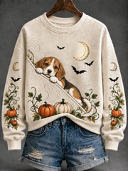 Damen-Hund-Halloween-Regulärer Sweatshirt