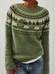 Legere Langarm pullover mit Schaf muster für Damen