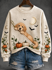 Damen-Hund-Halloween-Regulärer Sweatshirt