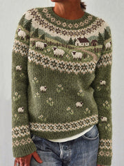 Legere Langarm pullover mit Schaf muster für Damen