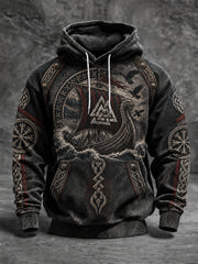 Herren-Viking-Kapuzenpullover in Übergröße mit abfallenden Schultern und Taschen