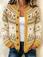 Frauen-Strickjacke mit Bienen muster Design lässig Strickjacke im Stil