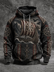 Herren-Viking-Kapuzenpullover in Übergröße mit abfallenden Schultern und Taschen