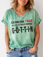 Frauen lustige deutsche Slogan Print T-Shirt