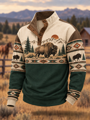 Herren-Kapuzen pullover mit vier Knöpfen im Western-Stil