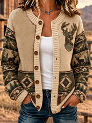 Strickjacke im westlichen Muster druck für Damen