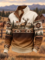 Herren-Kapuzen pullover mit vier Knöpfen im westlichen Elch-Stil