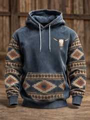 Herren-Retro-Western-Hoodie mit Aufdruck