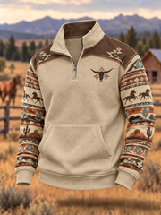 Herren-Kapuzen pullover mit Reiß verschluss im Western-Stil