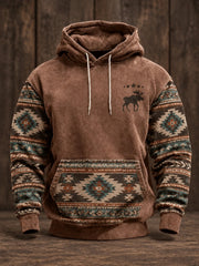 Herren-Retro-Western-Hoodie mit Aufdruck