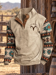 Herren-Hoodie mit vier Knöpfen mit westlichem Muster
