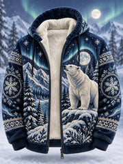 Fleece ausgekleidet Kapuzen jacke für Männer nordische Waldtiere