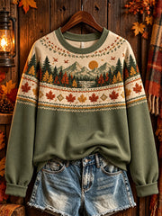 Frauen Herbst Landschafts muster Design Freizeit Sweatshirt