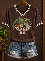 Damen-T-Shirt mit Pflanzen-Liebhaber-Print