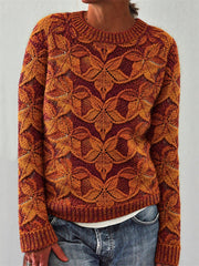 Damen Herbst Ahornblätter Inspiriert Muster Print Rundhals pullover