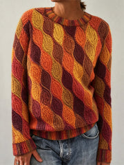 Damen Herbst Bunte Blätter Inspiriert Muster Print Rundhals pullover