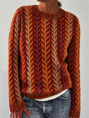 Damen Herbst Weizen inspirierte Muster Print Rundhals pullover