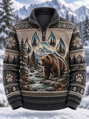 Herren-Flanell-Sweatshirt mit nordischen Waldtieren