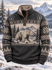 Herren-T-Shirt mit langen Ärmeln und nordischen Waldtieren