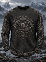 Herren Viking bedrucktes Waffel-T-Shirt mit langen Ärmeln