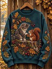 Weibliches Herbst-Kapuzenpullover mit niedlicher Katzen-Optik, reguläre Passform