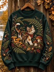 Damen Herbst niedliche Katze Kunst regelmäßige Sweatshirt