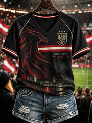 Frauen-T-Shirt mit kurzen Ärmeln im österreichischen Fußballstil