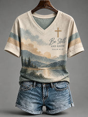 Damen-T-Shirt „Sei still und wisse“