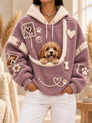 Damen-Hoodie mit lustigen Tiermotiven und Tasche für Hunde und Katzen – Hundehoodie