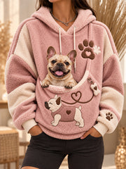 Damen-Hoodie mit lustigen Tiermotiven und Tasche für Hunde und Katzen – Hundehoodie
