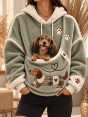 Damen-Hoodie mit lustigen Tiermotiven und Tasche für Hunde und Katzen – Hundehoodie