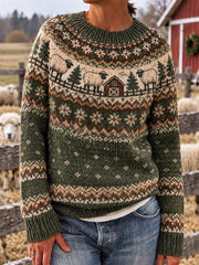 Lässiger Langarm-Pullover für Frauen mit Schafsmuster