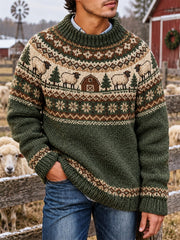Herren Bauernhof Schafs muster gedruckt lässige Imitation Pullover
