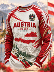 Herren-Waffelpiqué-Langarm-T-Shirt zum österreichischen Nationalfeiertag