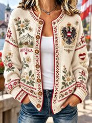 Damen-Strickjacke im Cardigan-Stil zum österreichischen Nationalfeiertag