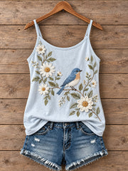 Damen Blumen-und Vogel muster Tank Top