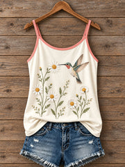 Damen-Top mit Blumen- und Vogelmuster