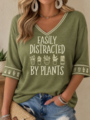 Damen-T-Shirt mit Pflanzen-Liebhaber-Print