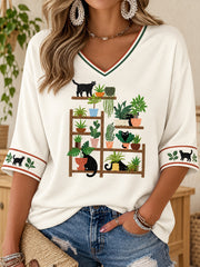 Damen-T-Shirt mit Pflanzen-Liebhaber-Print