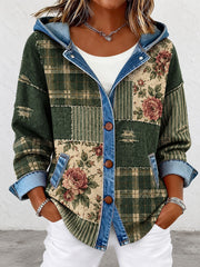 Damen-Strickjacke mit Patchwork-Design