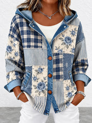 Damen-Strickjacke mit Patchwork-Design