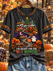 Damen Vintage Ich bin bereit für die Monate bedruckt Kurzarm-T-Shirt