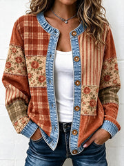 Damen-Strickjacke mit Patchwork-Design